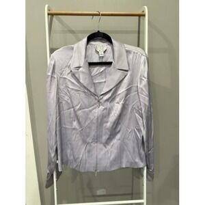 Talbots‎ Collection Lavender 100% Silk Zip Up Blouse 14 Quiet Luxury Y2K Career